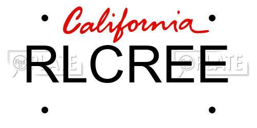 RLCREE California License Plate