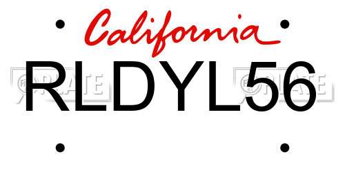 RLDYL56 California License Plate