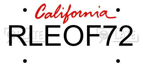 RLEOF72 California License Plate