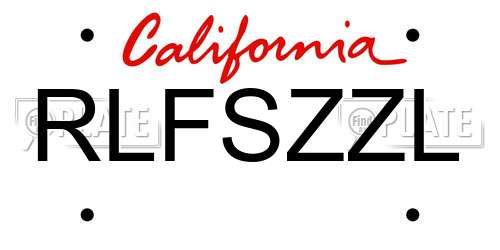 RLFSZZL California License Plate