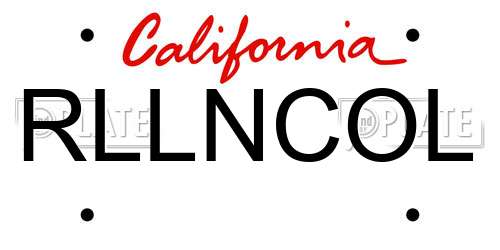 RLLNCOL California License Plate