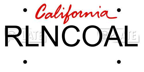 RLNCOAL California License Plate