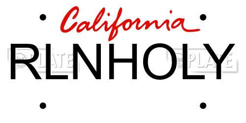 RLNHOLY California License Plate
