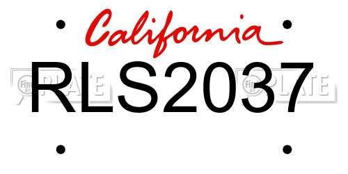 RLS2037 California License Plate
