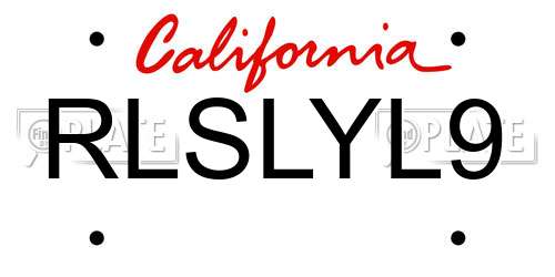 RLSLYL9 California License Plate