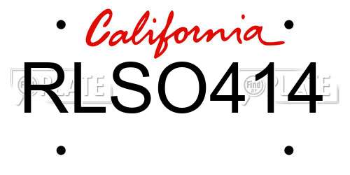 RLSO414 California License Plate