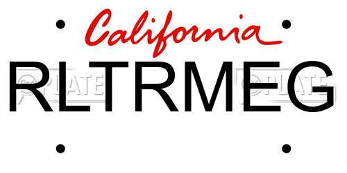 RLTRMEG California License Plate