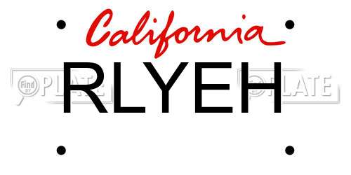 RLYEH California License Plate