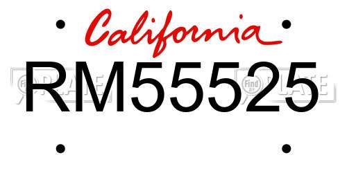 RM55525 California License Plate