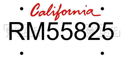 RM55825 California License Plate