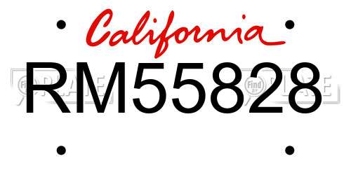 RM55828 California License Plate