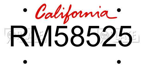 RM58525 California License Plate
