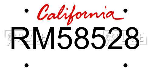 RM58528 California License Plate