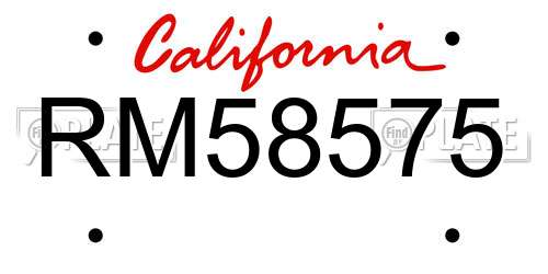 RM58575 California License Plate
