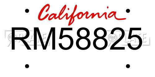 RM58825 California License Plate