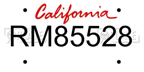 RM85528 California License Plate