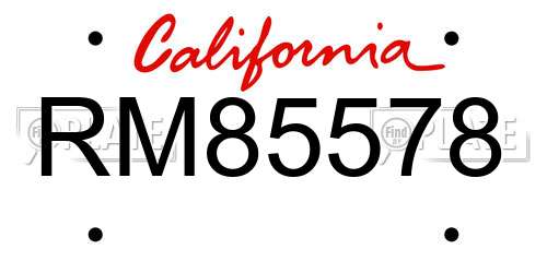 RM85578 California License Plate