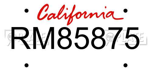 RM85875 California License Plate