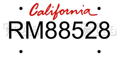 RM88528 California License Plate