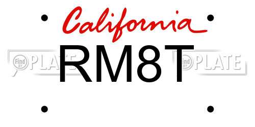 RM8T California License Plate