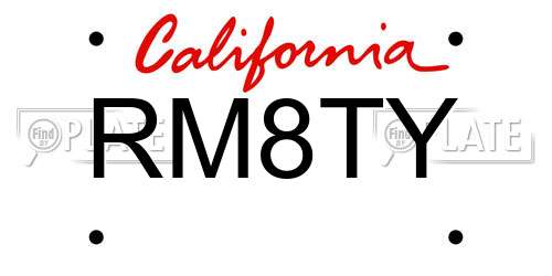 RM8TY California License Plate