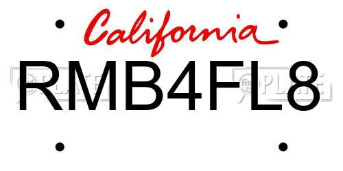 RMB4FL8 California License Plate