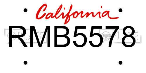 RMB5578 California License Plate