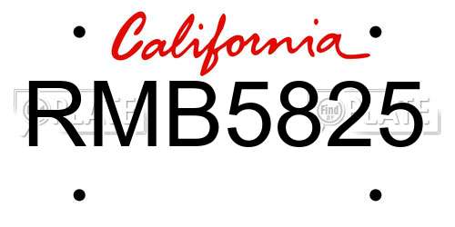 RMB5825 California License Plate