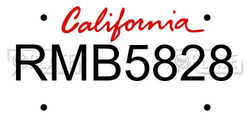 RMB5828 California License Plate