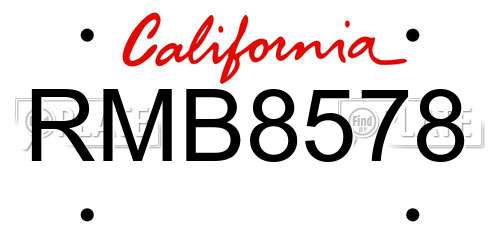RMB8578 California License Plate