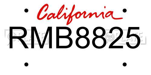 RMB8825 California License Plate