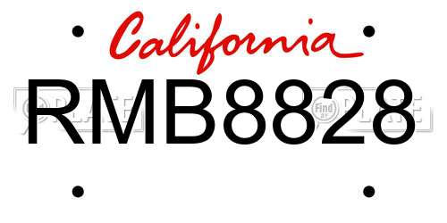 RMB8828 California License Plate