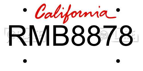 RMB8878 California License Plate