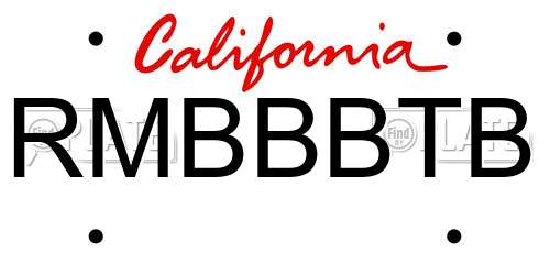 RMBBBTB California License Plate