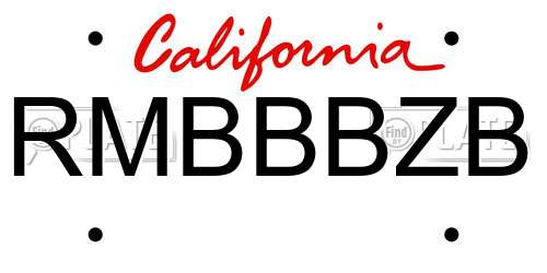 RMBBBZB California License Plate