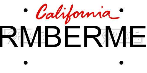 RMBERME California License Plate