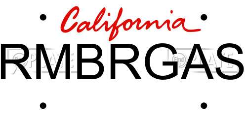 RMBRGAS California License Plate