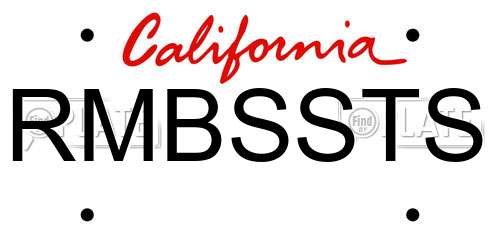 RMBSSTS California License Plate