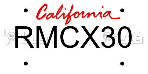 RMCX30 California License Plate