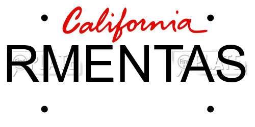 RMENTAS California License Plate