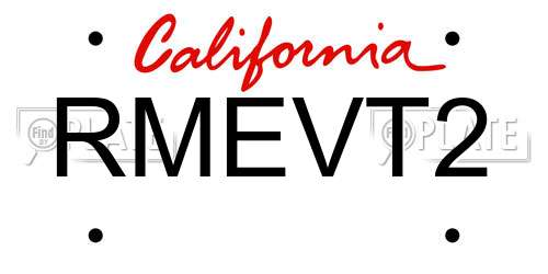 RMEVT2 California License Plate