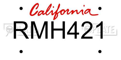 RMH421 California License Plate
