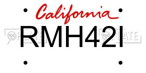 RMH42I California License Plate