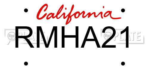 RMHA21 California License Plate
