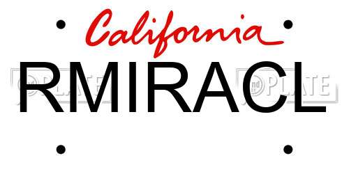 RMIRACL California License Plate