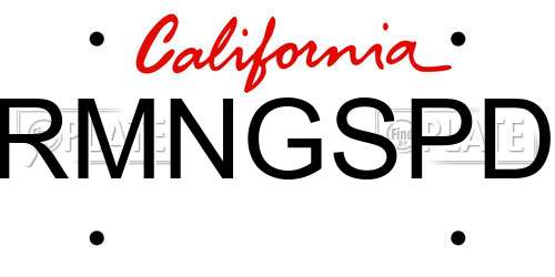 RMNGSPD California License Plate