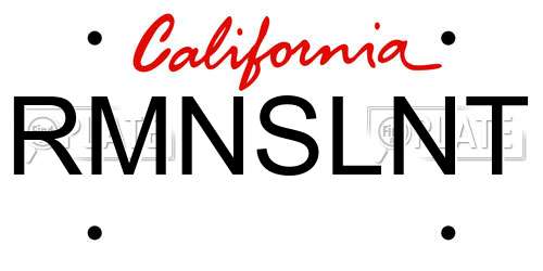 RMNSLNT California License Plate