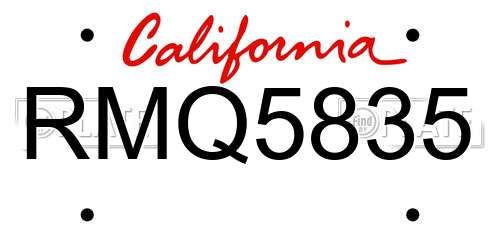 RMQ5835 California License Plate