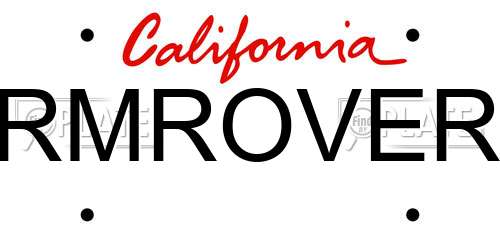 RMROVER California License Plate