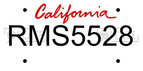RMS5528 California License Plate